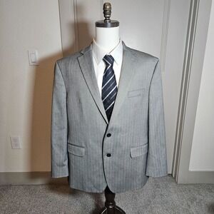 Lauren Ralph Lauren 46R Suit Blazer Sport Coat‎ Jacket Men Herringbone Gray